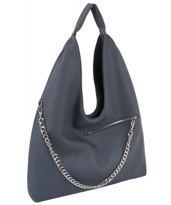 Chain Link Shoulder Bag Hobo CHU020 BLUE